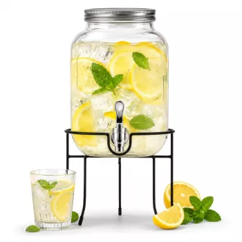 Adler AD 6741 joogidispenser kraani ja metallalusega, 4 l, naatrium-lubiklaas, keeratav kaas, komplektis varukraan