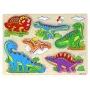 LEAN TOYS Puidust 3D pusle lastele loogikamäng dinosaurused 11 tükki