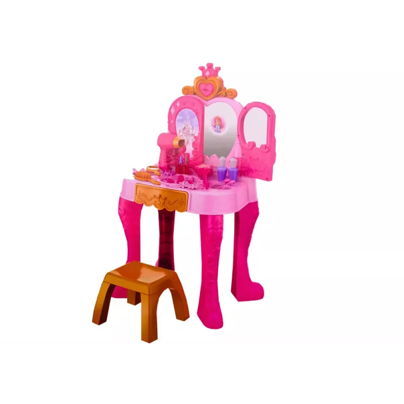 LEAN TOYS Laste riietumislaud žestisensori aksessuaaridega, roosa