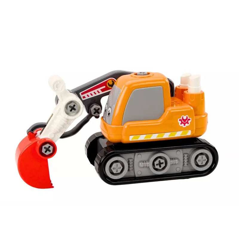 LEAN TOYS Cartoon Crawler Excavator 3D Wooden Puzzle Kit - Orange