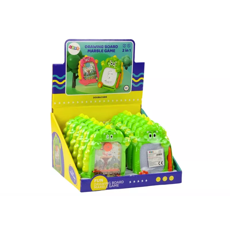 LEAN TOYS Drawing Board Pocket Game 2in1 Green Dinosaur
