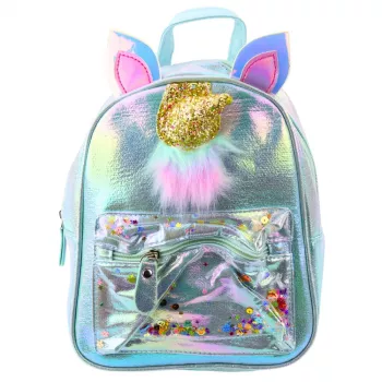 LEAN Laste seljakott ükssarviku sarve ja liikuva konfetiga, sinine, 25 cm, 4,5 L
