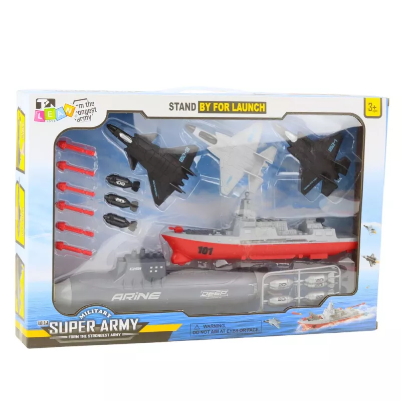 LEAN TOYS Military Set Ship Submarine Fighters Missiles
