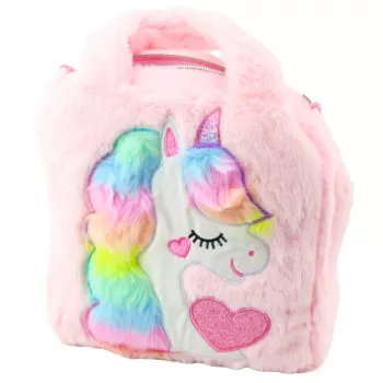 LEAN Plush Children's Bag with Unicorn Adjustable Shoulder Pink 24x9cm