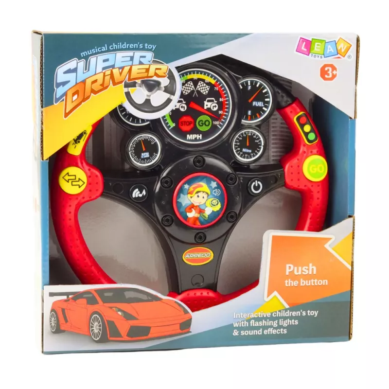 LEAN TOYS Interaktiivne rool lastele tulede, helide ja vibratsiooniga, punane