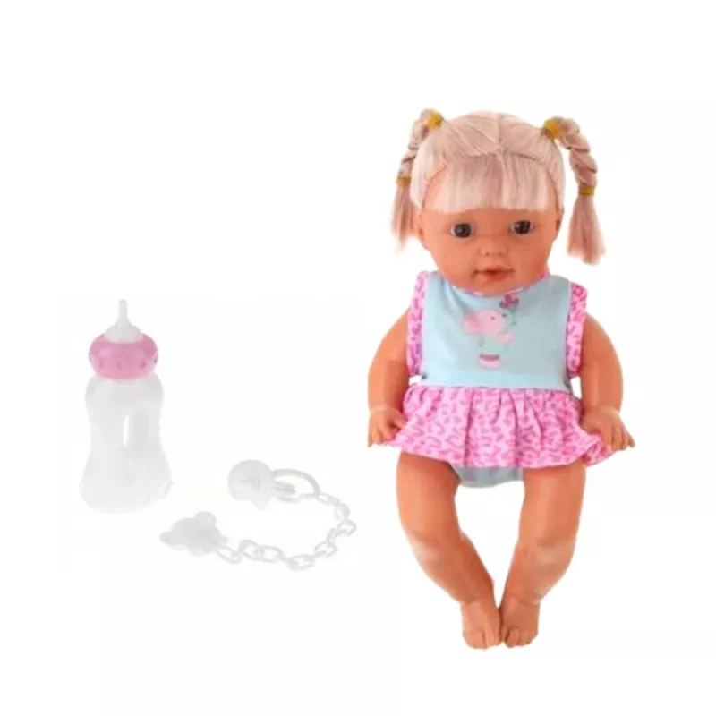 LEAN TOYS Imikunukk kandekotis pudeli ja lutiga, räägib, laliseb, pissib