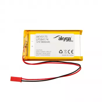 Akyga AKY0157 LP584174 Li-Po 3.7V 1800mAh laetav aku koos PCM ja JST 2.54 2-pin 150mm