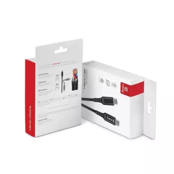 Crong Armor Link USB-C to USB-C kaabel 100W PD 5A 200cm Must