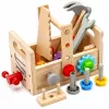 LEAN TOYS Puidust Tööriistakomplekt Lastele Hammasrataste ja Mutritega - 25 Osaga, FSC Puit, Vanus 3+