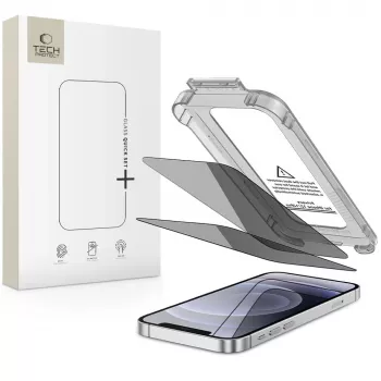 TECH-PROTECT Quick Set Spy+ Privaatsus karastatud klaasist ekraanikaitse Apple iPhone 12 / iPhone 12 Pro jaoks (2-pakk)