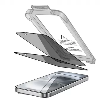 TECH-PROTECT QUICK SET SPY+ Privaatsusega karastatud klaasist ekraanikaitse 2-pakk Apple iPhone 15 / iPhone 16 jaoks
