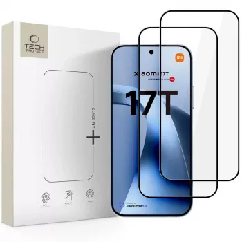 Tech-Protect Glass Fit+ 2-pakk ekraanikaitse Xiaomi 17T jaoks, must