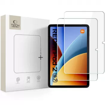 TECH-PROTECT Glass Fit+ Karastatud Klaasist Ekraanikaitse Xiaomi Redmi Pad 2 9.7 jaoks - 2-pakk, läbipaistev