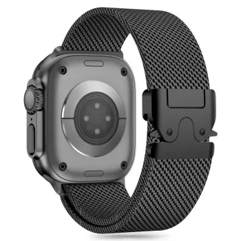 TECH-PROTECT MILANO Apple Watch 8 / 9 / 10 / 11 / SE / Ultra (44 / 45 / 46 / 49 mm) Must roostevabast terasest võrgust Milani aasaga rihm