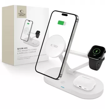 Tech-Protect QI15W-A41 3IN1 MagSafe Wireless Charging Station White
