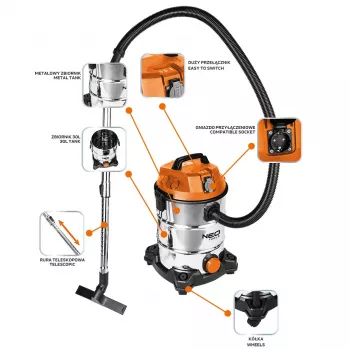 NEO TOOLS Tolmuimeja 1400W, 30L