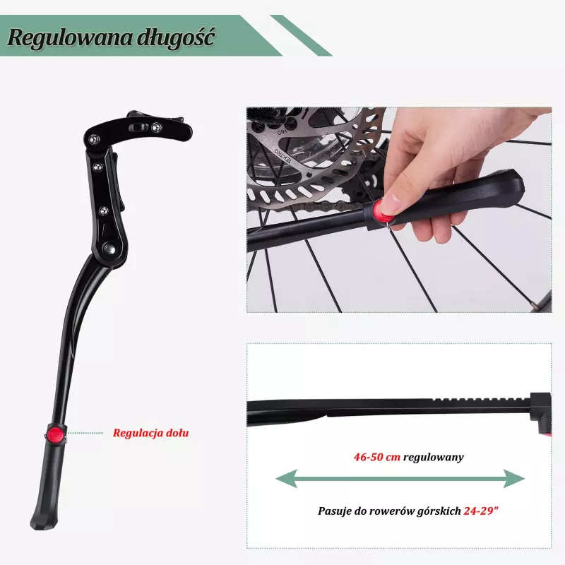 ROCKBROS Jalgrattatugi JC1005BK - Must, Reguleeritav 345-400mm, Alumiiniumsulam, Libisemiskindel Kummijalg, 24-29 Tollistele Ratastele