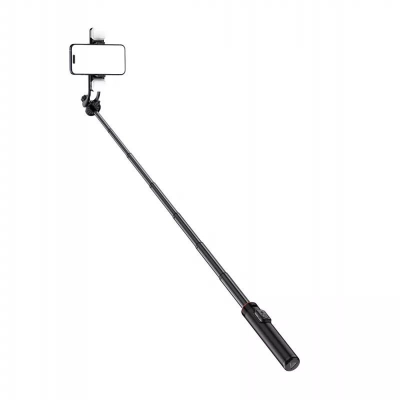 WOZINSKY Selfie Stick WC12YDS Telescopic Tripod 1.3m Aluminum Alloy with Dual LED Light and Phone Holder - Black
