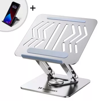 Wozinsky 360° Silver Laptop Stand with Phone Holder