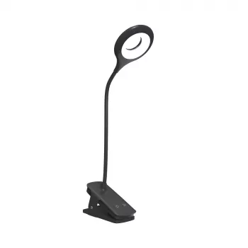 WOZINSKY Mini juhtmeta LED-lugemislamp klambri ja USB-C kaabliga - must