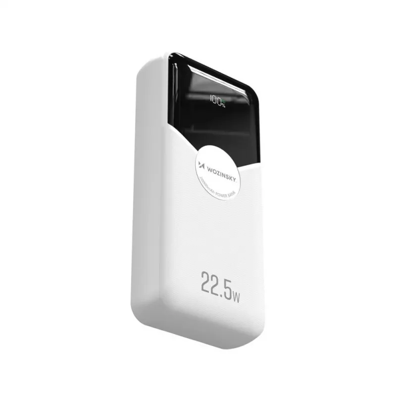 Powerbank Wozinsky WFC-15W 20000mAh 22.5W PD20W sisseehitatud Lightning ja USB-C kaablitega - Valge