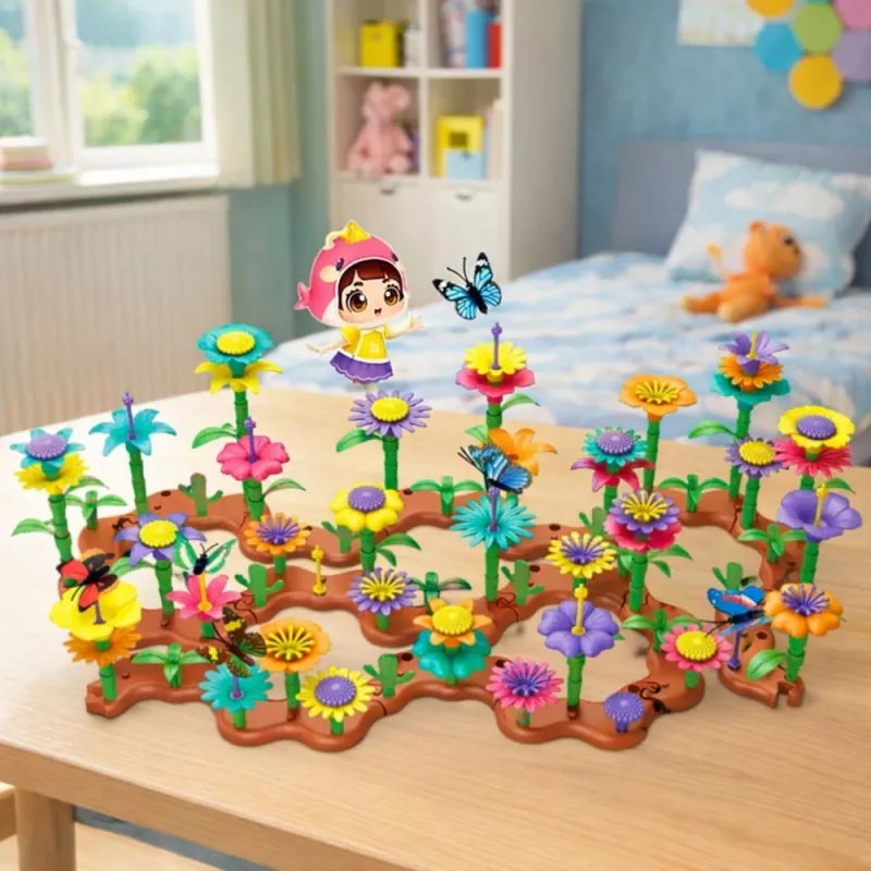 LEAN TOYS Ehitusklotside komplekt Loominguline Aed Lilled Taimed 3D 272 tk