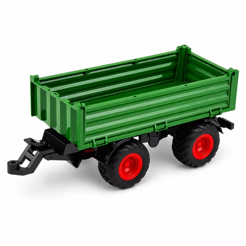 LEAN TOYS Agricultural Farm Tractor with Tipper Trailer Rubber Wheels Green 1:24