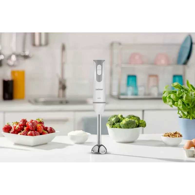 ZELMER ZHB4555S 1000W saumikser, hõbe/must, roostevabast terasest tera, muudetava kiirusega turbo funktsiooniga, hakkija 500ml, vispel, tops 700ml
