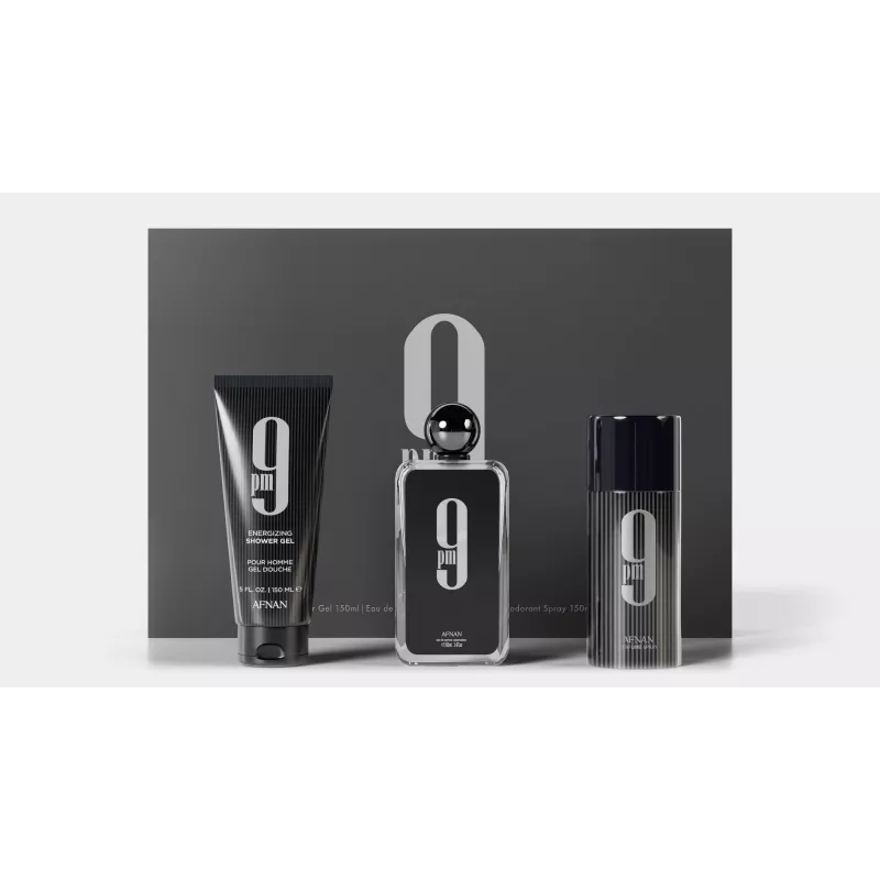 Afnan 9 PM Eau de Parfum Kingikomplekt meestele - 100ml EDP pihusti + 150ml dušigeel + 250ml deodorantpihusti