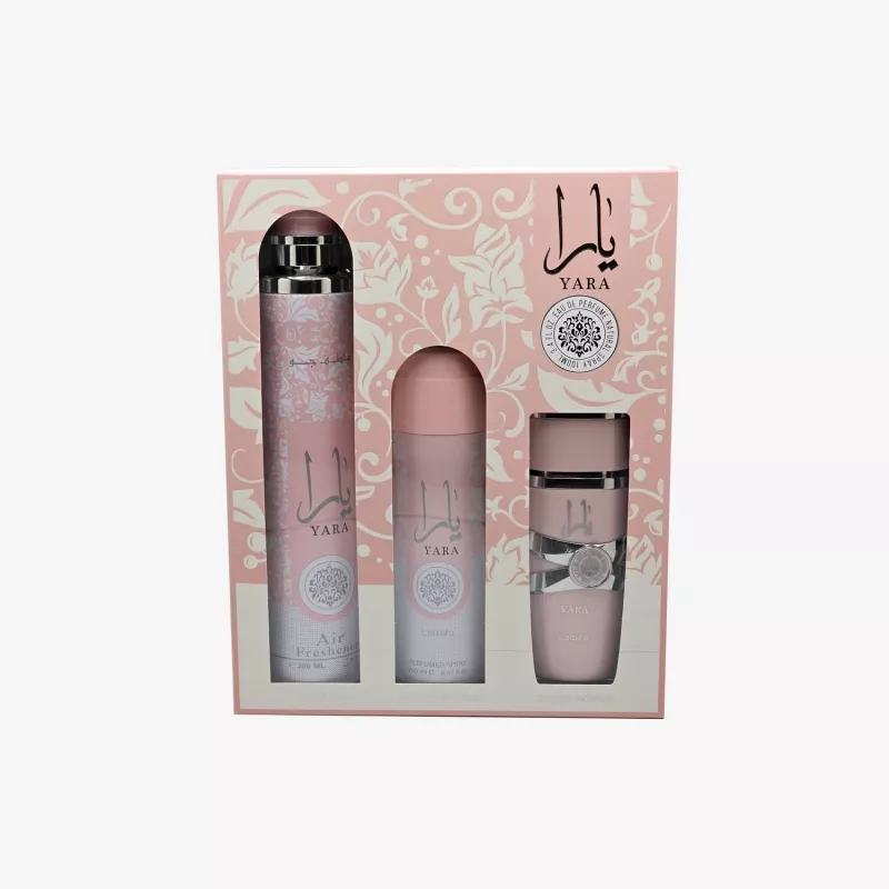 Lattafa Yara Eau de Parfum 100ml + Deodorant Spray 200ml + Air Freshener 300ml Kingikomplekt