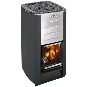 Harvia M3 Wood Burning Sauna Stove, Graphite Black, 30 kg Stone Capacity