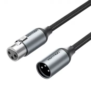 VENTION BKHHI XLR-mikrofonikaabel 3m must nailonpunutisega ja alumiiniumpistikute