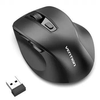 Vention KTMB0 Dual-Mode 2.4GHz + Bluetooth 5.1 Wireless Optical Mouse, 6 Buttons, 800-2400 DPI, Black