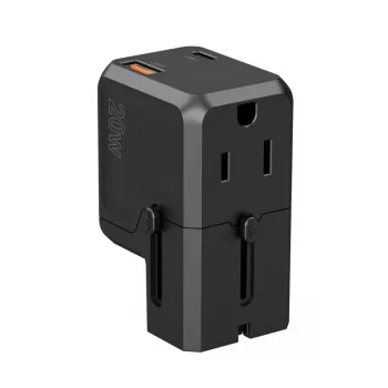 CHOETECH PD6038 38W GaN USB-C laadija USB-A ja vahetatavate pistikutega (EL/US/ÜK/AU) - Must