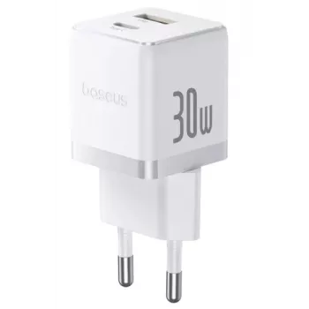 Baseus Palm 30W USB-C USB-A seinadapter valge EU-pistik