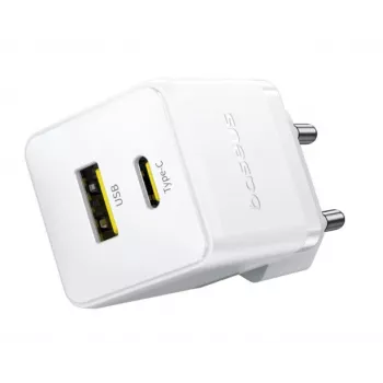 Baseus Palm 30W USB-C USB-A seinadapter valge EU-pistik