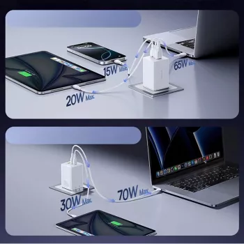 Baseus EnerFill FE11 2 x USB-C / USB-A 100W - Valge
