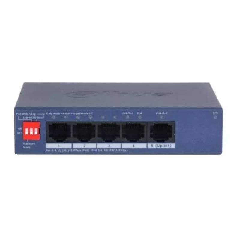 DAHUA CS4005-4GT-36 Managed L2 Gigabit Ethernet Switch with 4-Port PoE+ 36W, Desktop/Wall-Mountable