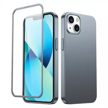 Joyroom 360 Full Case iPhone 13 jaoks, esi- ja tagakaas + karastatud klaasist ekraanikaitse, tuhmhall (JR-BP927)