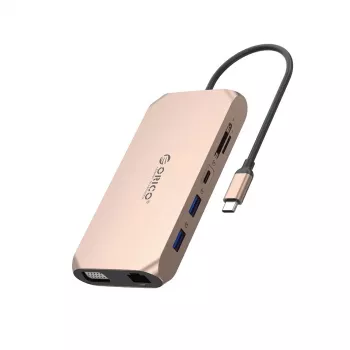 ORICO XCR 12-in-1 USB-C Docking Station 100W PD, HDMI, VGA, Gigabit Ethernet, SD/microSD, Rose Gold