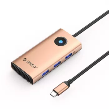 ORICO PW11 USB-C 6-in-1 Hub Docking Station 3x USB-A 3.0, 1x USB-C 3.0, 1x USB-C PD 100W, 1x HDMI 4K 30Hz - Roosakuldne