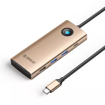 ORICO PW11 USB-C Hub 8-in-1 2x USB-A 3.0, 1x USB-A 2.0, 1x USB-C 3.0, 1x USB-C PD 100W, 1x HDMI 4K 60Hz, 1x VGA 1080P 60Hz, 1x RJ45 Gigabit Ethernet - Roosakuldne