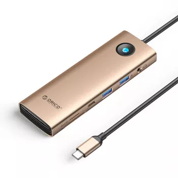 ORICO PW11 USB-C 9-in-1 dokkimisjaam, 2x USB-A 3.0, 1x USB-C 3.0, 1x USB-C PD 100W, 1x HDMI 4K 60Hz, 1x microSD/SD, 1x RJ45 2.5G Ethernet, 1x Audio 3.5mm, Roosakuldne