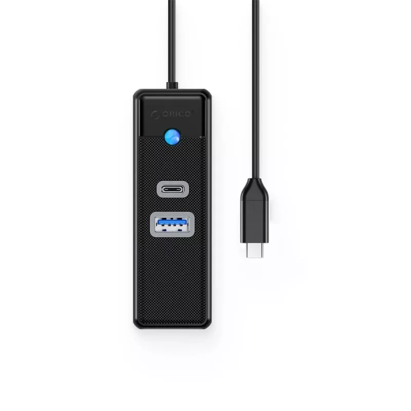 ORICO PW3UR25-C3 3-Port USB-C Hub with 2.5G Ethernet, 1x USB-A 3.0, 1x USB-C 3.0, 1m Cable, Black