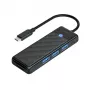 ORICO PAPW3AT-U3 4-Pordiline USB 3.0 jaotur koos SD/MicroSD-kaardilugejaga, 1,8 m kaabel, must