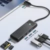 ORICO PAPW3AT-U3 4-Pordiline USB 3.0 jaotur koos SD/MicroSD-kaardilugejaga, 1,8 m kaabel, must
