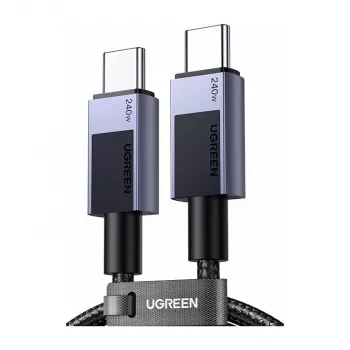 UGREEN L513 USB-C to USB-C kaabel 240W PD3.1 480Mbps Nylonist punutud alumiiniumkorpusega integreeritud kaablisidemega 1m hall (45067)