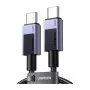 UGREEN L513 USB-C to USB-C kaabel 240W PD3.1 480Mbps Nylonist punutud alumiiniumkorpusega integreeritud kaablisidemega 1m hall (45067)