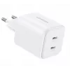 Ugreen GaN 45W 2xUSB-C seinälaadija - valge