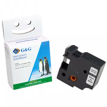 G&G Sildilint 12mm x 7m Valge Mustale Ühilduv DYMO 45013